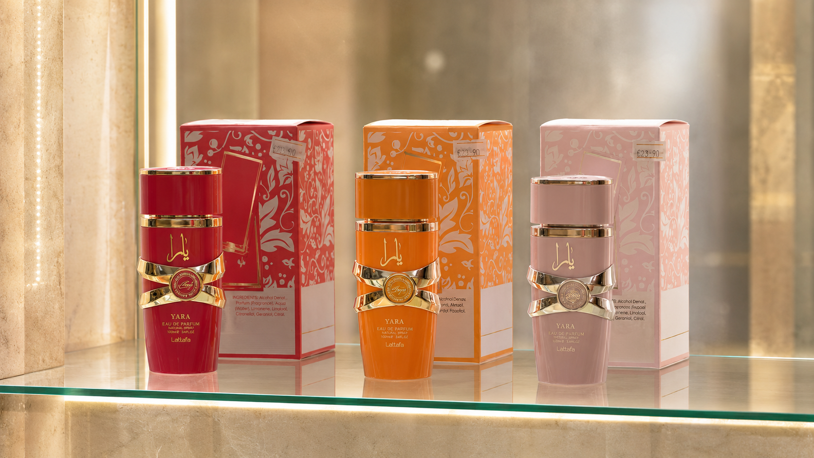 Perfumes da Loja da Nana em cenário premium